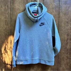 Nike Gray Funnel Neck Hoodie Sweatshirt Size Medium